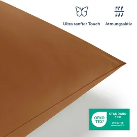 Blumtal Bettwäsche Unifarben Braun 155 x 220 cm + 2 x 80 x 80 cm