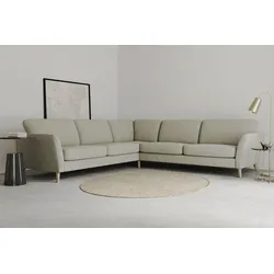 Ecksofa HOME AFFAIRE "MARSEILLE 278/278 cm, L-Form", beige, B:278cm H:88cm T:278cm, 68% Polypropylene, 32% Polyester, Sofas, gleichschenklig, aus Eiche-Massivholz Beinen, verschiedene Bezüge