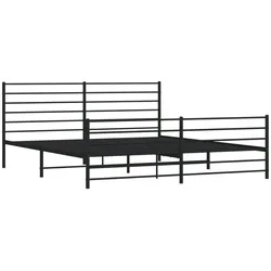 vidaXL Metallbett ohne Matratze mit Fußteil Schwarz 180x200 cm