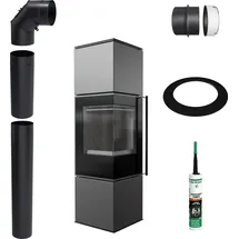 Kratki Ren M Links Stahl Schwarz/Abdeckplatte Glas