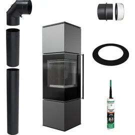 Kratki Ren M Links Stahl Schwarz/Abdeckplatte Glas