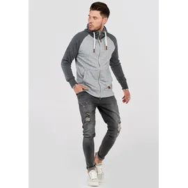 behype Sweatjacke "HENRAY", Herren, Gr. S, grau, 70% Baumwolle, 30% Polyester, mehrfarbig, normal, ohne Ausschnitt, Sweatjacken Sweatjacke, mit erhöhtem Kragen