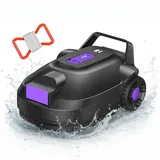 Redkey S200 Poolroboter, Kabellos Poolsauger Akku mit 180 Min Laufzeit, Dual Motoren, Doppelsiebe, Doppelte Saugkraft, Selbsteinparkfunktion, Poolsuager für Flache Böden Pools bis zu 100 m2 (Lila)