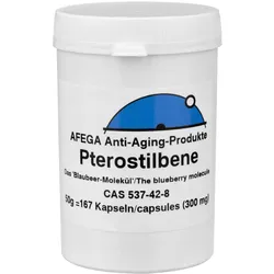 50 g Pterostilbene-Pulver (das 'Blaubeer-Molekül'); 167 Kapseln zu je 300 mg