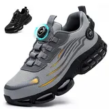 JAOOUU Arbeitsschuhe Herren Damen S3 Sicherheitsschuhe Industrie Schuhe Leicht Atmungsaktiv mit Schnellverschluss Drehverschluss Stahlkappenschuhe Unisex Explorer 3.0 Grau 38EU - 38 EU