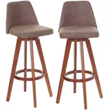 MCW Barhocker C43 2er-Set drehbar Holz Vintage Braun