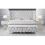 Xlmoebel Schlafzimmer-Set Weißes Schlafzimmer-Ensemble mit Boxspringbett Chesterfield-Stil, (Bett + 2x Nachttische), Hergestellt in Europa weiß