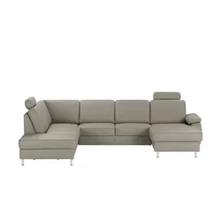 meinSofa Wohnlandschaft mit Sitz- und Rückenbezug aus Leder Kathi , grau , Maße (cm): B: 309 H: 86 T: 235