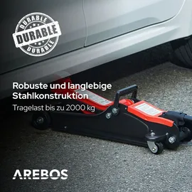 Arebos 2T Hydraulischer Rangierwagenheber flach | Unterfahrhöhe 85-385 mm