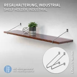 4 Stück Regalhalterung, 265 mm, Silber, aus Stahl, Haarnadel Regalhalterungen, Schwebe Regalwinkel, Hairpin Wandhalterung