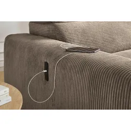 JOB Eckcouch Cord 2-Sitzer Taupe