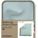schlafgut Knitted Jersey Bettwäsche: 135x200cm Bettdecke Bezug einzeln, Multicolor uni, weich und faltenfrei mit Elasthan, (petrol light), 200x200)