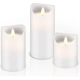 goobay LED Echtwachskerze 3 St. weiß