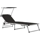 vidaXL Sonnenliege 186 x 58 x 105 cm schwarz klappbar 2 St.