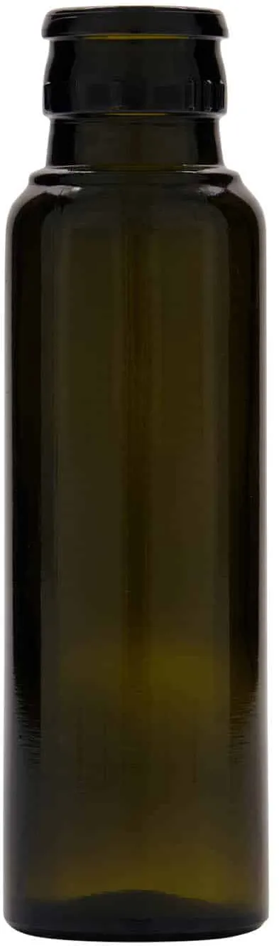 Bouteille de vinaigre / d’huile 100 ml 'Willy New', verre, vert antique, bouchag...
