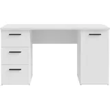 Forte Schreibtisch »Neuss«, mit 3 Schubladen, & 1 Tür funktional, Breite 138 cm Weiß,
