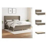 vidaXL Boxspringbett mit Matratze Taupe 180x200 cm Stoff