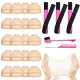 YIAE Perückenkappen und elastisches Band für Perückenränder Set, 20Pcs Atmungsaktiv & Schweiß Absorber & dehnbare Strumpfkappen für Frauen Perücken, 3Pcs Perückenbänder mit Randbürste und Haarkamm