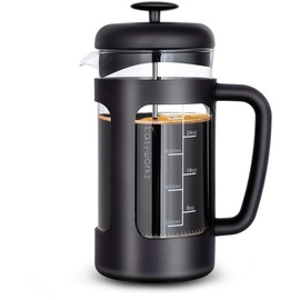 Easyworkz French Press 1000 ml Kaffeebereiter Kaffeepresse mit Borosilikatglas,rutschfester weicher Griff,Schwarz