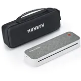 MUNBYN Bluetooth Mobiler Drucker A4 mit Aufbewahrungstasche Portable Drucker A4 tragbarer Thermodrucker Mini Drucker 210x297mm für Unterwegs Hause Unterstützt iOS Android Grau