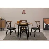 Skye Decor, Oliver - Black, Walnut, Set aus ausziehbarem Esstisch und Stühlen (5-teilig), Schwarz, 100 % MELAMINBESCHICHTETE SPANPLATTEN, 100 x 10... - Schwarz/Braun