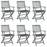 vidaXL Klappbare Gartenstühle 6 Stk. mit Sitzkissen Massivholz Akazie