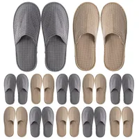 LYCN 12 Paar Spa Hausschuhe, Einweg Hotel Pantoffeln Großpackung Gästepantoffeln Spa Waschbar Unisex Hotel Slipper für Hochzeit, Gäste Wellness Spa, Rutschhemmende Sohle(Grau & Beige) - X-Large