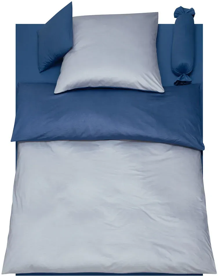 Doris Meyer Interlock-Jersey Wendebettwäsche Milano bleu/dunkelblau Kissenbezug einzeln 40x40 cm - blau;grau