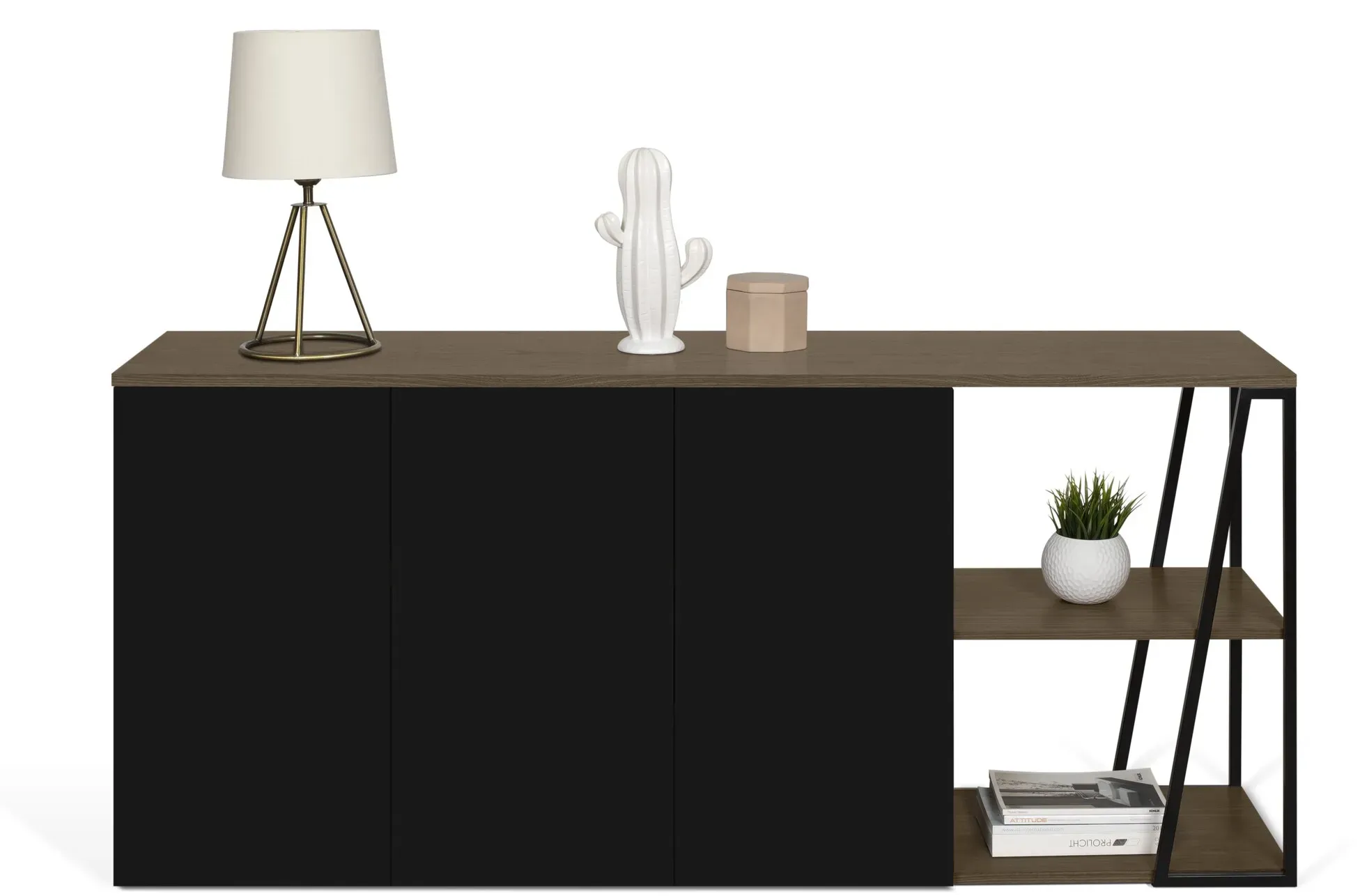 TemaHome »Albi« Kommode Schwarz mit Walnuss 190x80x45 cm