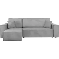 Mirjan24 Ecksofa Karl Cord Eckcouch L-Form Schlaffunktion Bettkasten und universal, Rückenlehne in Form beweglicher Kissen (Farbe: Poso 110)