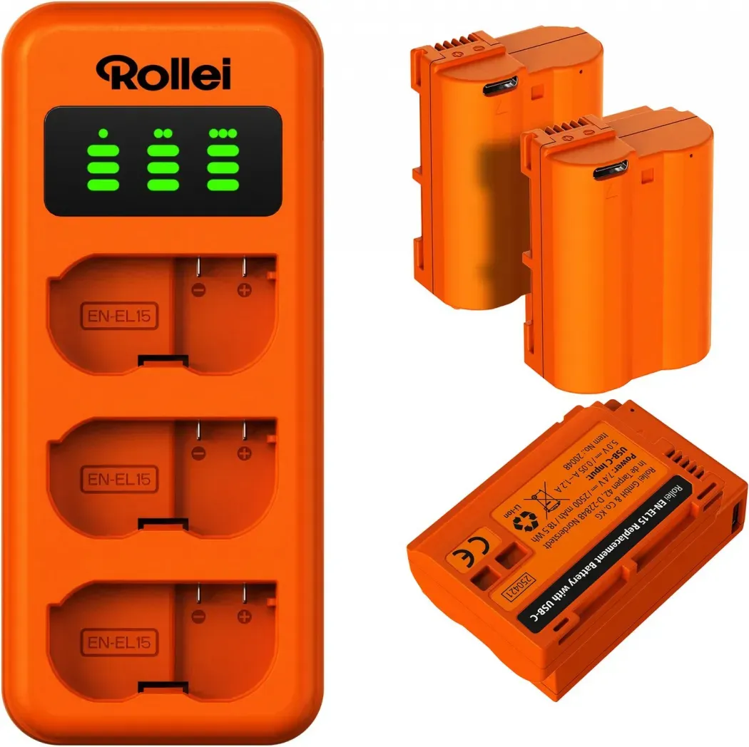Rolei Set EN-EL15 3x Akkus und Ladergerät