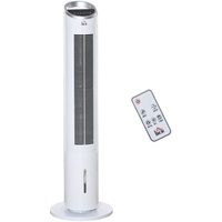Homcom Luftkühler mit Wasserkühlung Turmventilator Standventilator mit Griff, Mit Fernbedienung Bunt (Farbe: Weiß Silber)