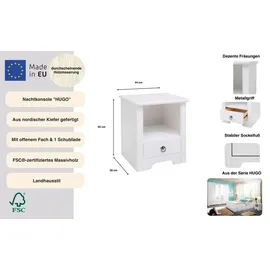 OTTO home Nachtschrank Hugo 44 x 38 x 50 cm Weiß