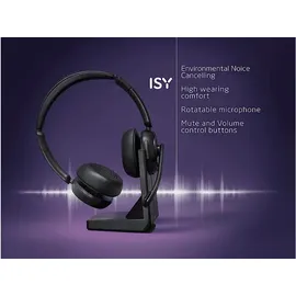 ISY IHS-8200 Bluetooth Headset mit Dockingstation, Over-ear Schwarz