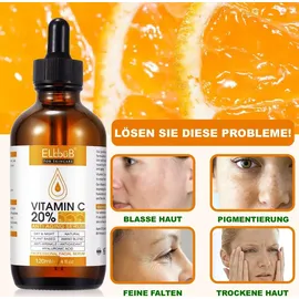 P-Beauty Anti-Falten Serum mit Vitamin C und E Hyaluronsäure Anti Aging Falten Vegan, 1x 120ml