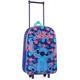 Disney Stitch Koffer Kinder, Faltbarer Trolley Handgepäck Leicht 39 x 27 cm 10.5 Liter, 2 Rollen & Ausziehbarem Griff
