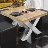 GGM Möbel PJ | Bistro Loungetisch | 70x70xH41cm | Eiche/ Edelstahl