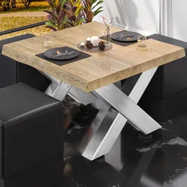 GGM Möbel PJ | Bistro Loungetisch | 70x70xH41cm | Eiche/ Edelstahl