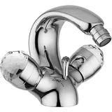 Casa Padrino Luxus Jugendstil Wasserhahn mit Swarovski Kristallglas Silber H. 15,5 cm - Retro Waschtisch Armatur - Einlochbatterie - Erstklassische...