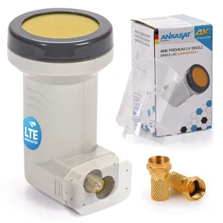 Ankaro ANK UV Single LNB + Wetterschutz Kappe, 1 Teilnehmer zum Direktanschluss, Hitze und Kältebeständig -35° ~ +70°