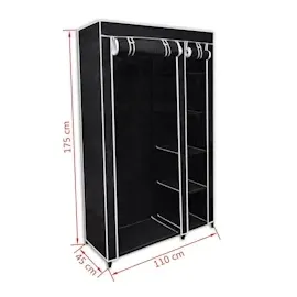 vidaXL Faltbarer Stoffschrank Schwarz 110 x 45 x 175 cm
