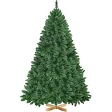 Yaheetech 183 cm Künstlicher Weihnachtsbaum mit 903 Spitzen, Schwer Entflammbar PVC Christbaum Kunstbaum inkl. Metallständer mit Holzmaserung Fichte, Grün