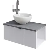 Saphir Waschtisch »Serie 6915 Waschschale mit Unterschrank für Gästebad, Gäste WC«, 61 cm breit, 2 Türen, offenes Fach, kleine Bäder, ohne Armatur, weiß glanz/oxid dunkelgrau + glanz) , 37626207-0 Türanschlag links-Armaturbohrung links,