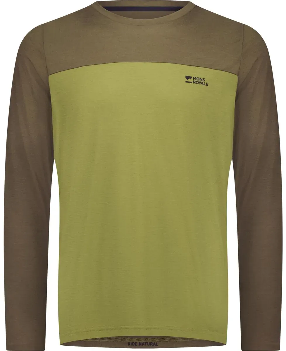 Mons Royale Mens Diversion Merino Bike Jersey Long Sleeve fern / olive (894) XL