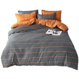 ED-Lumos Bettwäsche 240x220 4 teilig Grau duvet cover Bettbezug 240 x 220 Set mit Kissenbezüge 48cm x 74cm Bettlaken 230cm x 250cm Bettwäsche-Sets aus Mikrofaser mit Reißverschluss Weich und Bügelfrei