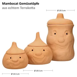 Mambocat 3tlg. Terrakotta Set Knoblauchtopf + Zwiebeltopf + Kartoffeltopf