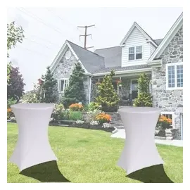 Baumarktplus 2er Set Stehtischhusse Stretch weiß Ø 80cm Tischhusse