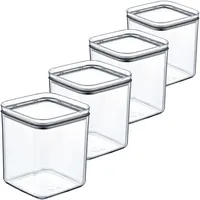 Centi 4er Set Vorratsdosen mit Deckel Aufbewahrungsbox 1L transparent