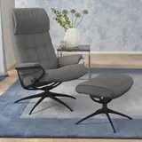 Stressless Relaxsessel "London", grau (metal grau paloma), B:80cm H:116cm T:71cm, Leder BATICK: durchgefärbtes und genarbtes Möbelleder;Leder PALOMA: durchgefärbtes Semianilin-Möbelleder;ROHLEDER Stoff Q2 FARON (100% Polyester im Flor, Grundgewebe: 50% Polyester,