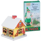 Knox Räucherhaus aus Metall - Weihnachtsmann mit 24 Räucherkerzen - Duft: Tannenduft - für Räucherkerzen der Größe M